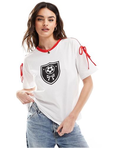 ASOS Oversized Sports T-shirt With Bow Detail - White