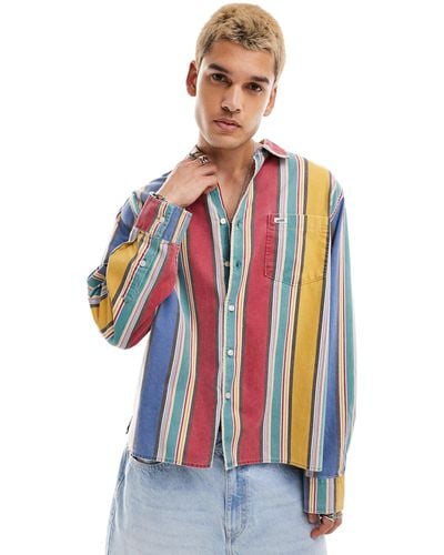 Guess Coloured Long Sleeve Striped Shirt - Blue