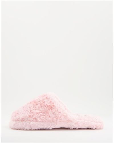 Truffle Collection Fluffy Mule Slipper - Pink