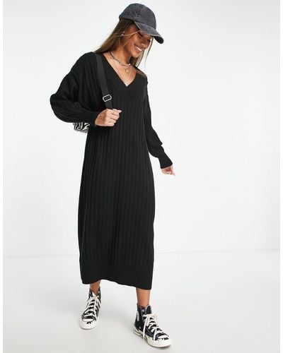 ONLY Knitted V Neck Maxi Dress - Black