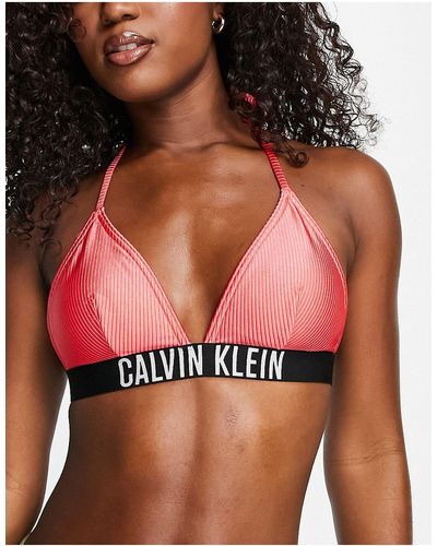 Calvin Klein Rib Triangle Logo Bikini Top - Black