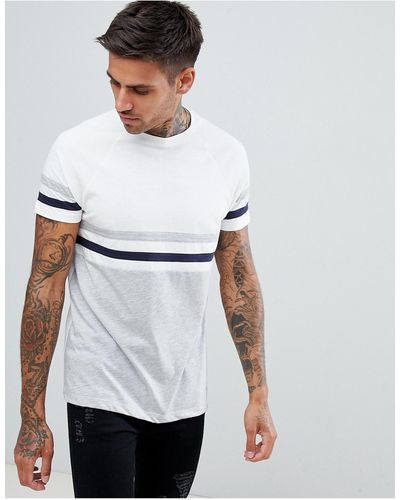 ASOS T-shirt With Colour Block And Raglan Sleeves - White