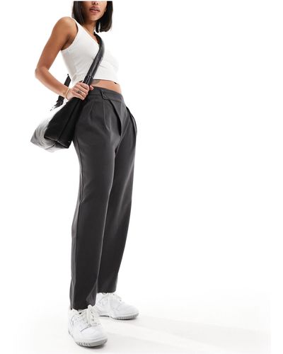 ASOS Tailored Tapered Pants With Asymmetric Waist - Black