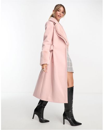 Forever New Faux Fur Midi Coat - Pink