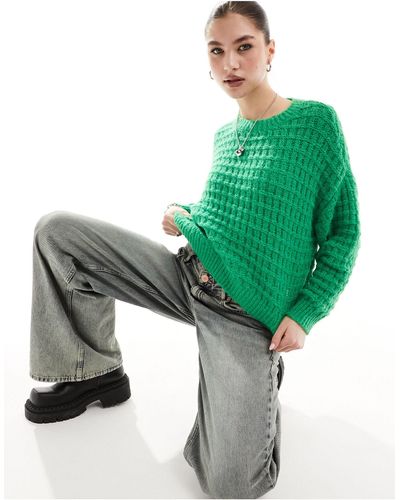 Vero Moda Fluffy Fisherman Knit Jumper - Green