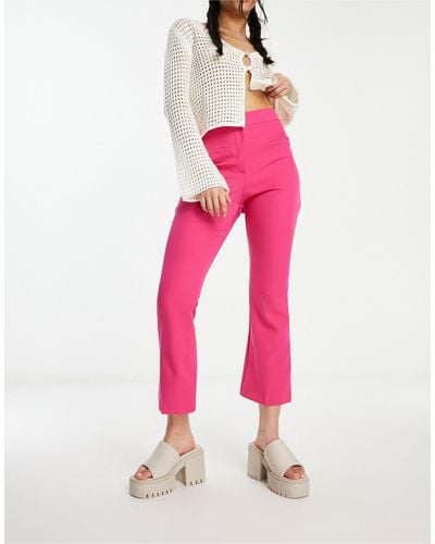 Miss Selfridge Cropped Flare Trouser - Pink