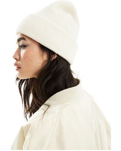 Monki Soft Knit Beanie Hat - White
