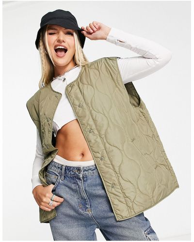 Noisy May Onion Quilted Gilet - Green