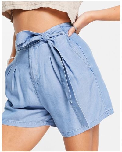 Vero Moda – shorts mit taillengürtel - Blau