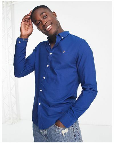 Farah Brewer Cotton Slim Fit Shirt - Blue