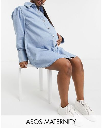 ASOS Asos design maternity - abito a camicia di jeans - Blu