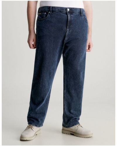 Calvin Klein Plus – tapered jeans aus denim - Blau