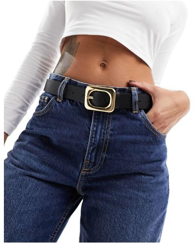 ASOS Cintura da jeans per vita e fianchi nera con fibbia squadrata arrotondata - Blu