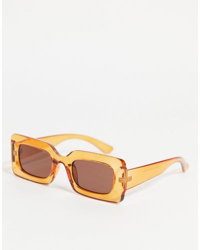 Pieces Rectangle Sunglasses - Brown