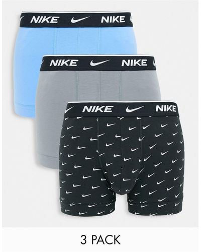 Nike 3 Pack Cotton Stretch Trunks - Blue