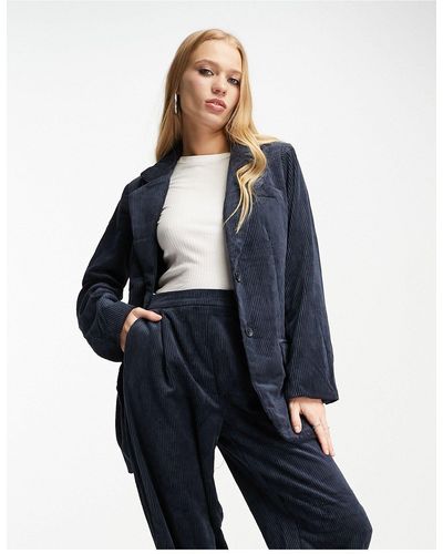 Object Tailored Cord Blazer Co-ord - Blue