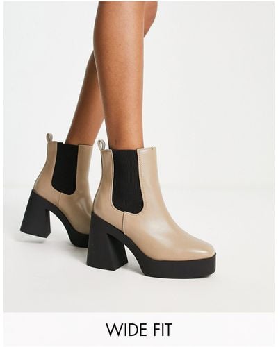 Simply Be Extra Wide Fit - Chelsea Boots Met Hak En Plateauzool - Wit