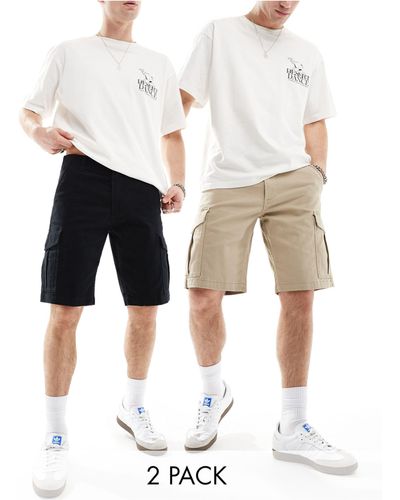 Jack & Jones – 2er-pack cargo-shorts - Weiß
