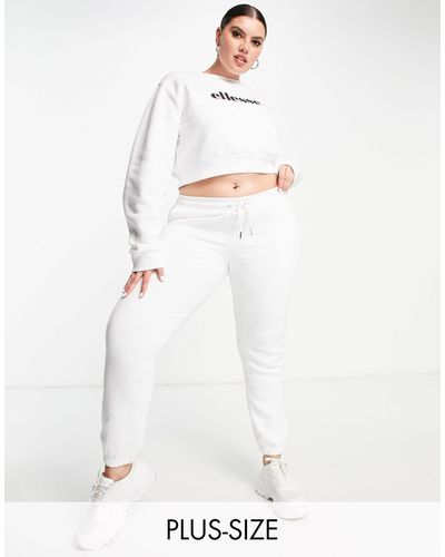 Ellesse Plus Cropped Sweater & Trackie Set - White