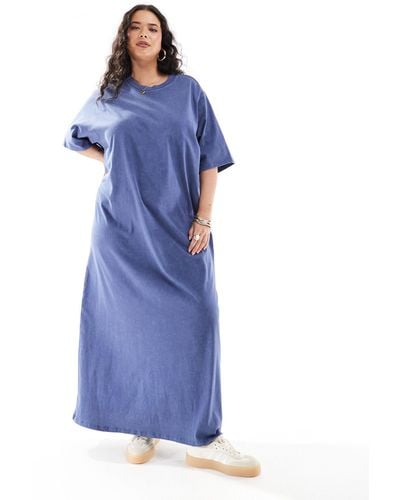 ASOS Asos Design Curve Oversized Midaxi T-shirt Dress - Blue
