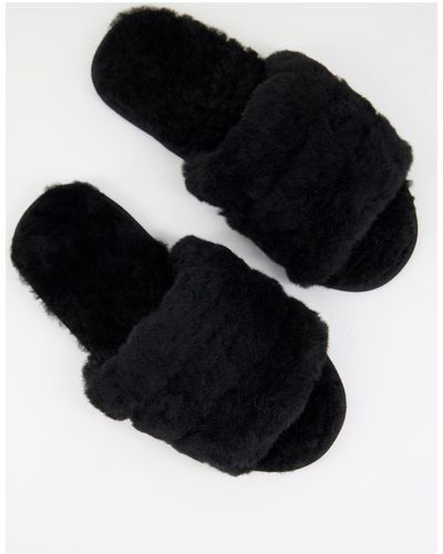 ASOS Zola Premium Sheepskin Slippers - Black