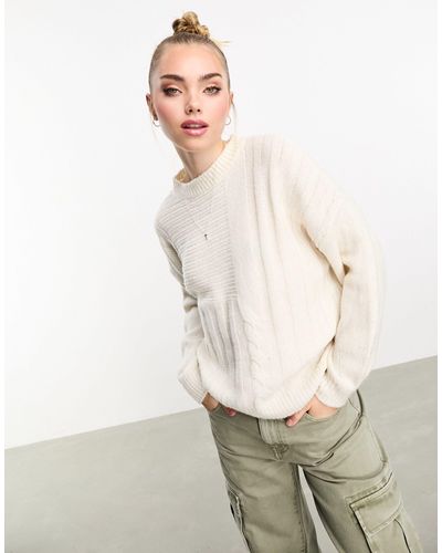 Pieces Cable Knit Soft Knit Sweater - Natural