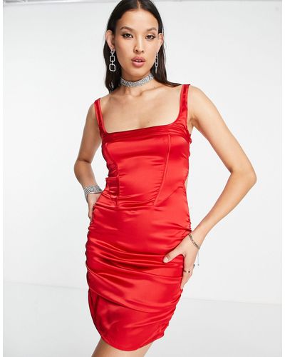 Public Desire Robe courte style corset à découpes - Rouge