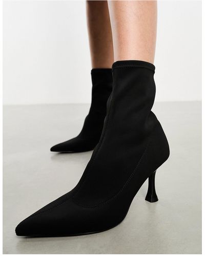 Monki Pointed Heeled Ankle Boots - Black