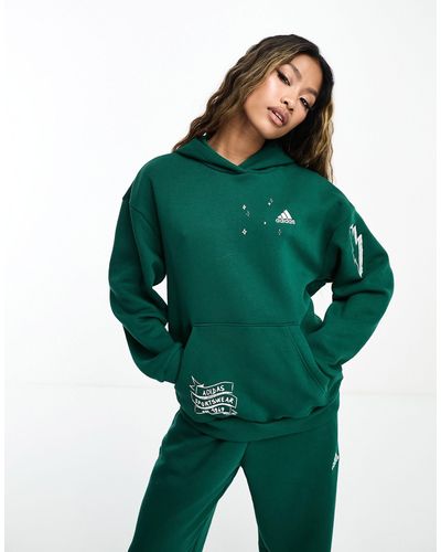 adidas Originals Adidas - Sportswear - Sweatshirt Met Capuchon - Groen