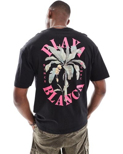 Jack & Jones Oversized T-shirt With Playa Blanca Back Print - Grey