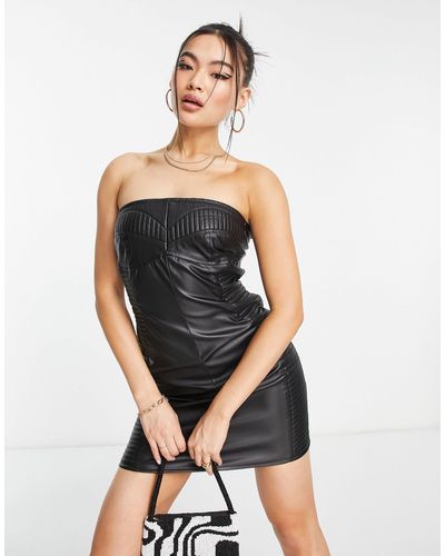 Missguided Faux Leather Mini Bandeau Dress - Black