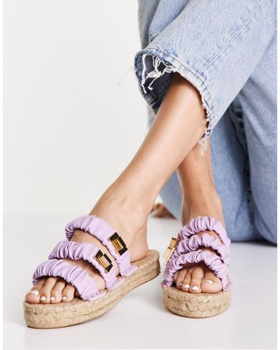 ASOS Jerry Ruched Strappy Espadrille Mules - Purple