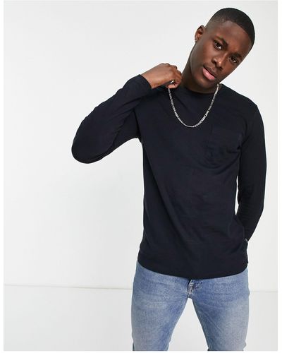 French Connection Long Sleeve Top With Pocket - Blue