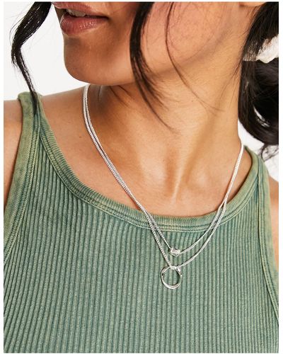ASOS Multirow Necklace With Twisted Bead And Hoop Design - Green