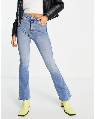 Dr. Denim Moxy - Super Skinny Flared Jeans Met Extra Hoge Taille - Blauw