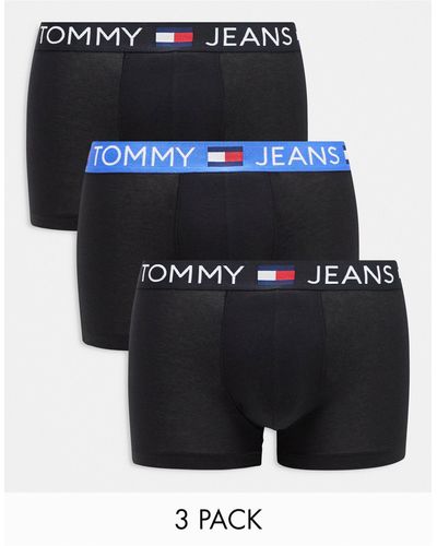Tommy Hilfiger Tommy jeans - cotton essentials - confezione da 3 boxer aderenti neri con fascia - Nero