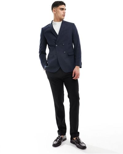 Jack & Jones Premium Double Breasted Suit Jacket - Blue