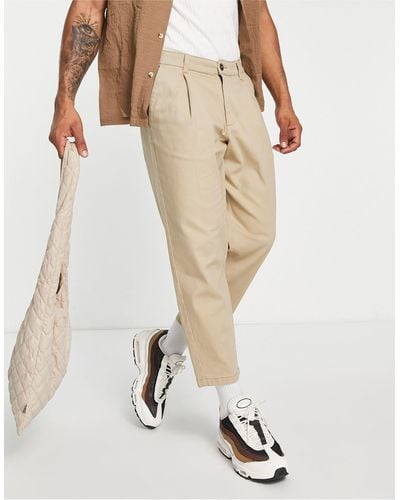 Jack & Jones Intelligence Wide Cropped Leg Chino With Pleat - Natural