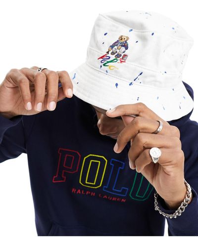 Polo Ralph Lauren Cappello da pescatore con logo dell'orso - Blu