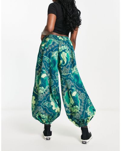 Free People Paisley Print Balloon Trousers - Blue