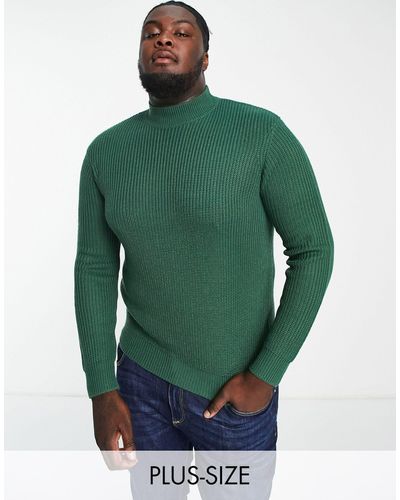 Le Breve Plus Ribbed Turtle Neck Jumper - Green