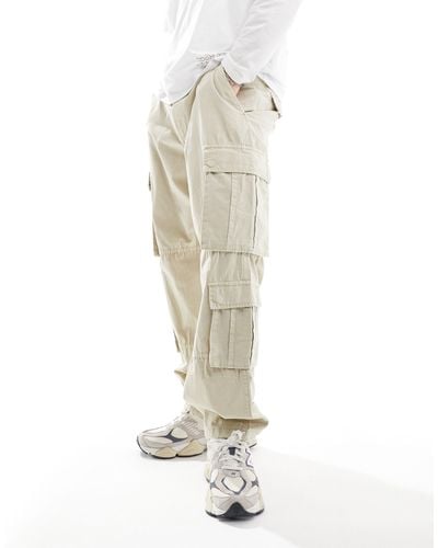 Pull&Bear Pantalon cargo ample à poches - écru - Blanc