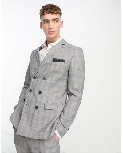 French Connection Double Breasted Suit Jacket - Grey