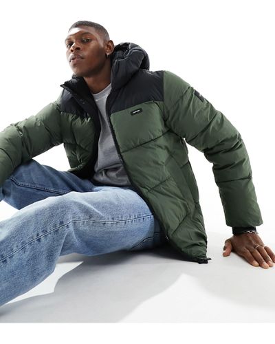 Calvin Klein Crinkle Nylon Colourblock Puffer Jacket - Green