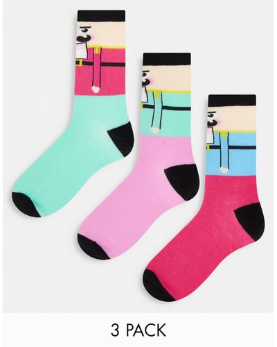 Brave Soul Christmas Nutcracker 3 Pack Socks - Pink