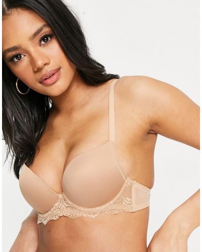 ASOS Padded Plunge T-shirt Bra With Underwire-neutral - Natural
