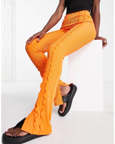 TOPSHOP Exposed Seam Skinny Flare Trouser - Orange