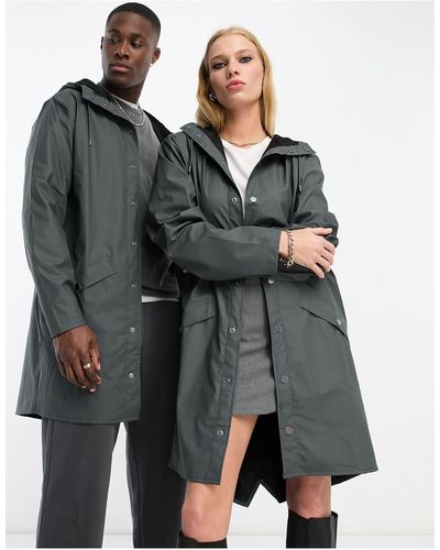 Rains 12020 - giacca impermeabile unisex color ardesia taglio lungo - Nero