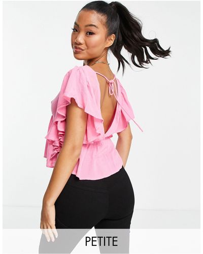 Y.A.S Petite Frill Sleeve Blouse - Pink