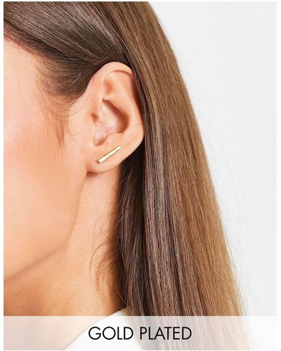 ASOS Clous d'oreilles rectilignes épurées en plaqué or 14 carats - Noir